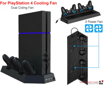 PS4 Cooling Station Vertical Stand 2 Controller Charging Dock for Playstation 4